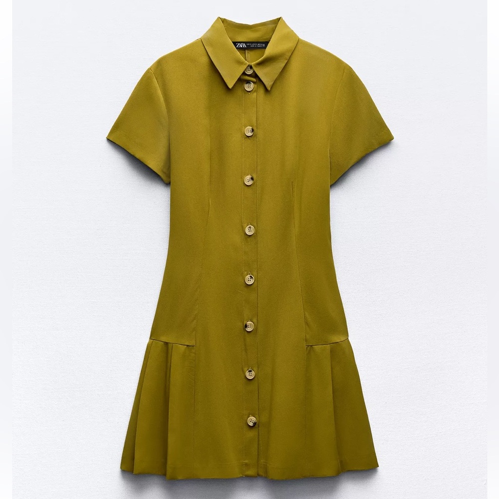 Zara Olive Mini Shirt Dress